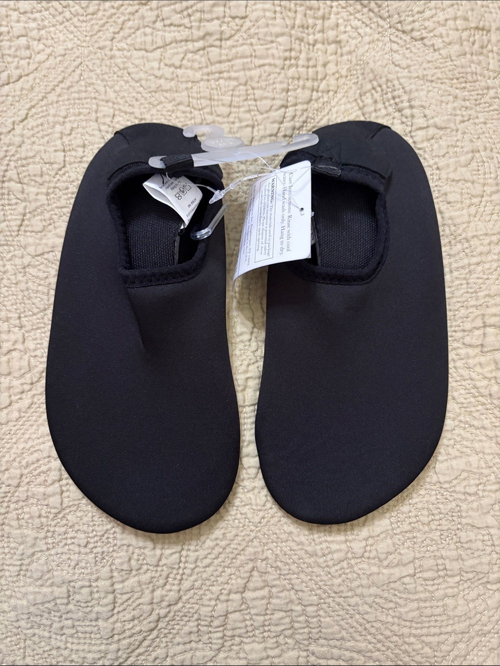 Kids Black Water Shoes - Slip-On Swim Shoes (US youth size 1/1.5-2)